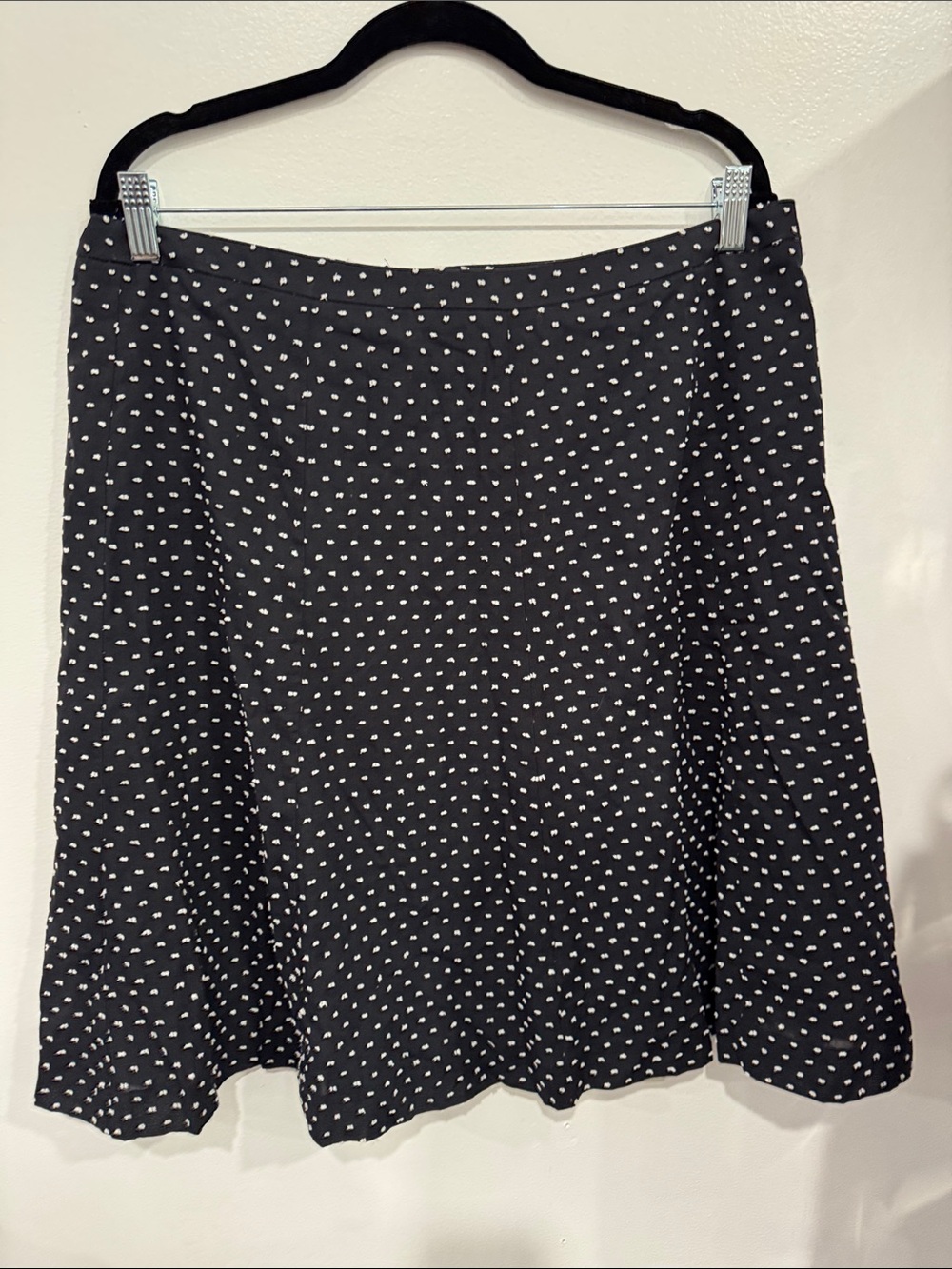 Ann Taylor Black A-Line Skirt with White Dot Print